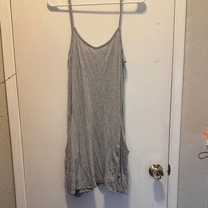 Enough About Me Gray Spaghetti Strap Dress with Pockets